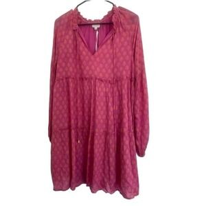 J. Marie NWT Boho Cottagecore Women’s Dress M Pink Orange Floral Flowy Viscose